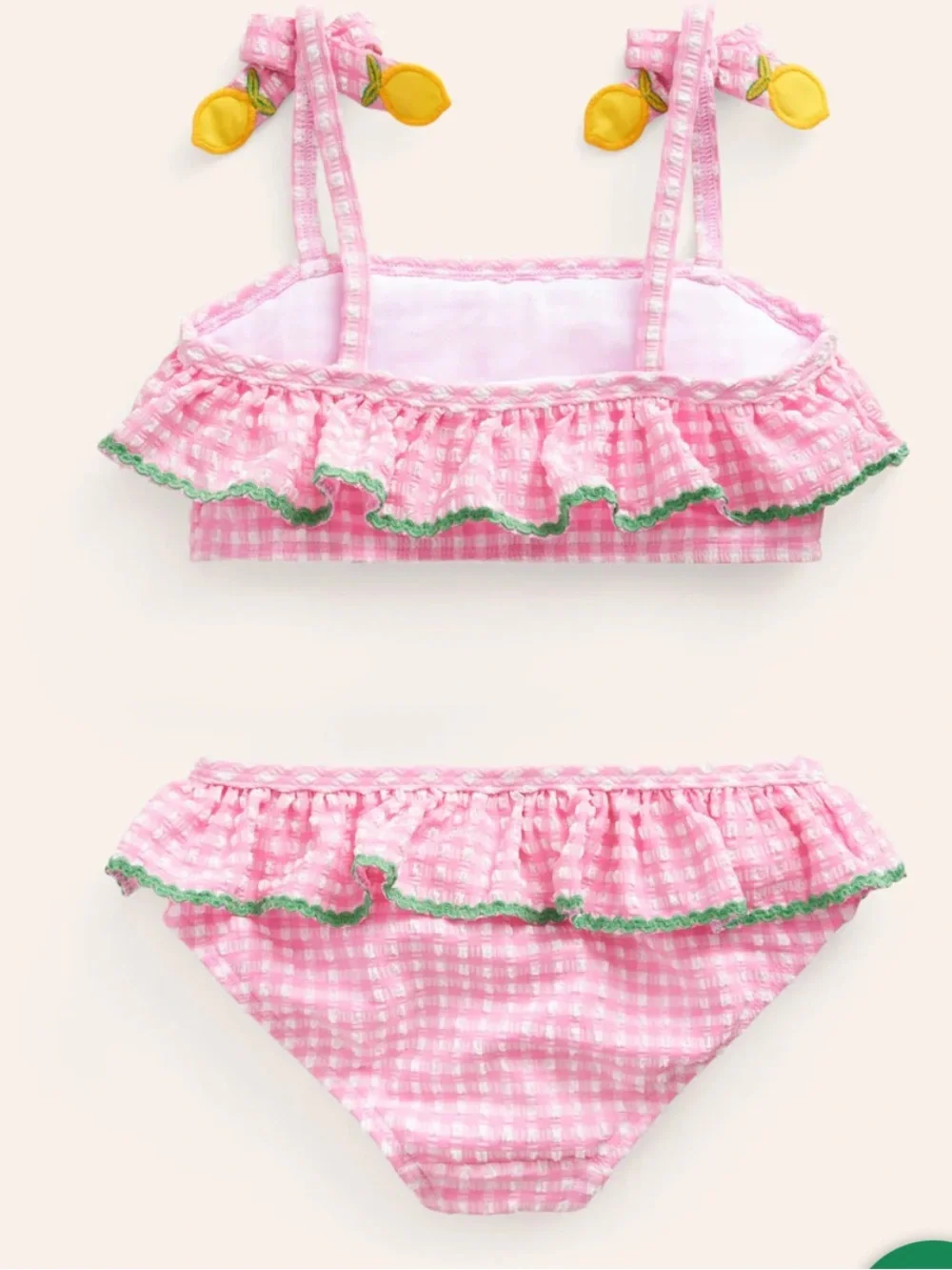 NWT Mini Boden Girls Seersucker Frilly Bikini